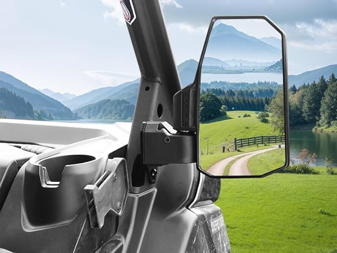 Defender Side Mirrors,The Spring Back Feature Allows Easy Reset After Fold,2024 New UTV Mirrors Compatible with Can Am Defender HD10 HD9 HD8 HD7 HD5,Suitable for No Door,Half Door,Full Door