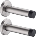 JQK Door Stopper, 304 Stainless Steel Thicken 1mm Sound Dampening Door Stop Bumper Wall Protetor 2 Pack, Brushed, DSB5-BN-P2