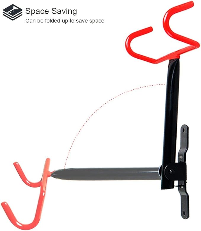 Dirza Bike Wall Mount Bike Hanger 2 Pack Foldable Bicycle Storage Horizontal Bike Rack Bike Hook for Garage Indoor Shed with Screws