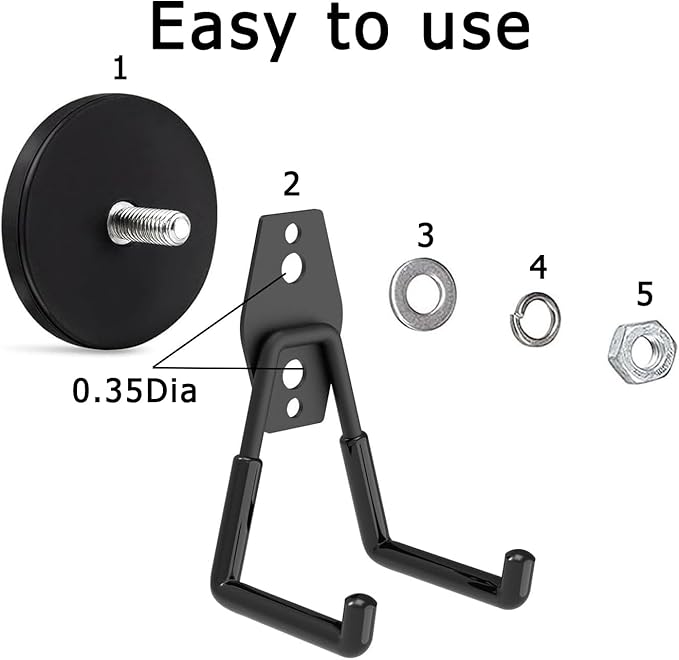 Heavy Duty Storage Magnetic Utility Hooks, Large Garage Magnet Hooks with Anti-Slip Coating for Metal Cabinet,Pegboard,Garage Shelve,Garden Tools(4Pack)