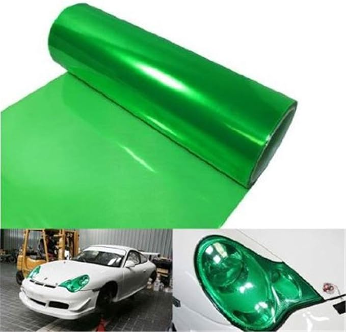 12 by 48 Inches Self Adhesive Headlight, Tail Lights, Fog Lights Tint Vinyl Film with Knife and Hand Tool (Green)