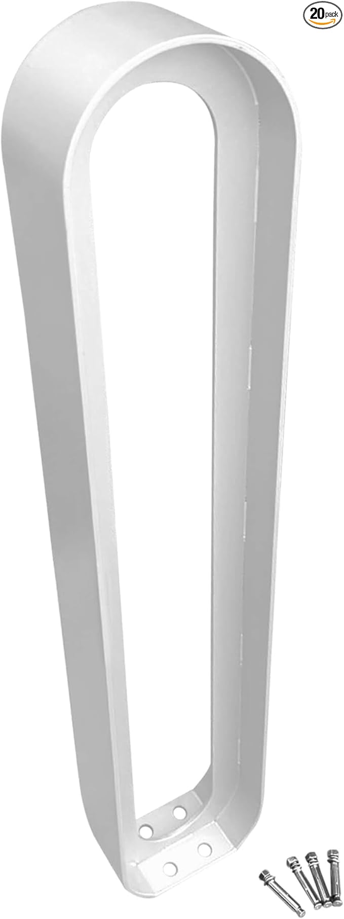 Sandbaggy Modern Commercial Bike Rack | 6.5” x 3” x 35” Oval Design | In-Ground | Anchor Bolts Included (White, 20)