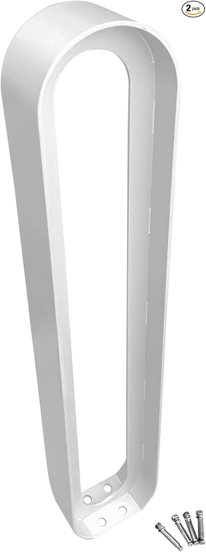 Sandbaggy Modern Commercial Bike Rack | 6.5” x 3” x 35” Oval Design | In-Ground | Anchor Bolts Included (White, 2)