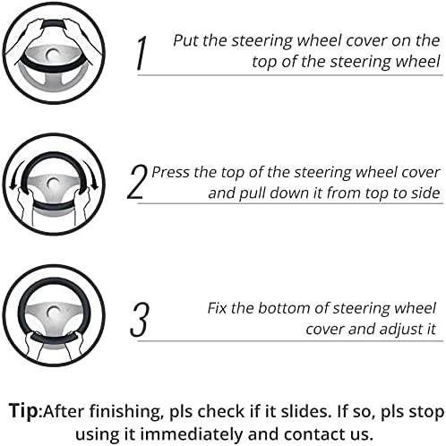 Leather Car Steering Wheel Cover 15 inch Universal Fit Microfiber Steering Wheel Cover Anti-Slip, Soft, Breathable, Full Surround Car Wheel Cover