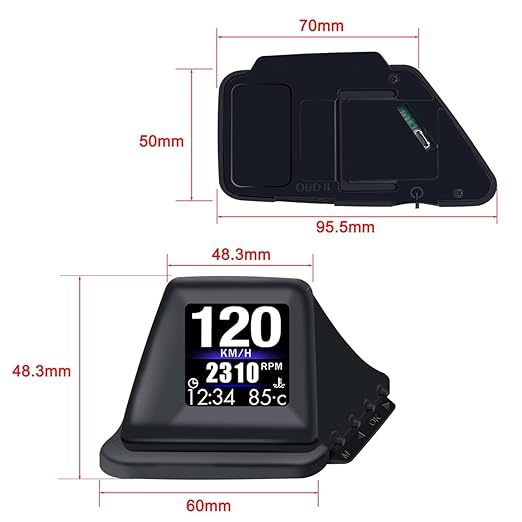 KAOLALI Head Up Display for Car Digital Speedometer Display GPS+OBD2 Dual System Smart Gauge MPH Clock RPM Over Speed Alarm Odometer for All Vehicle