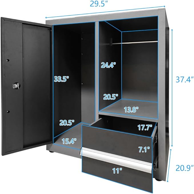 JZD Workshop Storage Cabinet System, Professional Tool Workbench for Home Garage, No Wall Mounting Required, for Utility Room Pantry