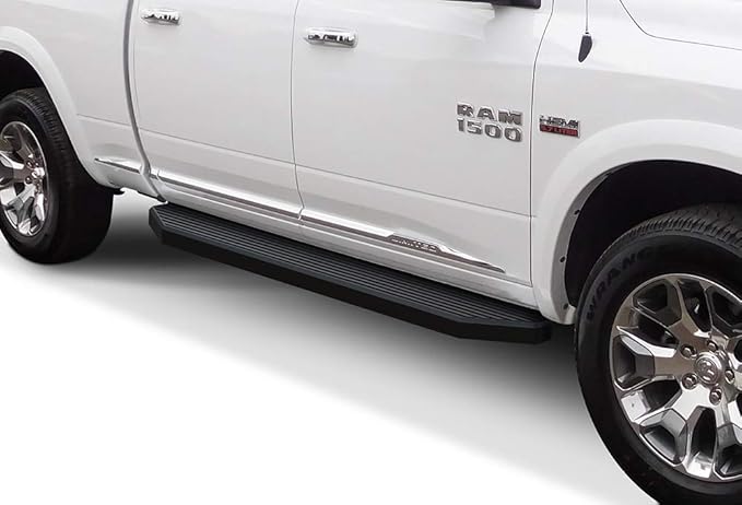 APS 6-inch (Black Stainless Steel Flat Style) Running Boards Nerf Bars Side Steps Compatible with Ram 1500 2009-2018 Crew Cab & Ram 2500 3500 2010-2024