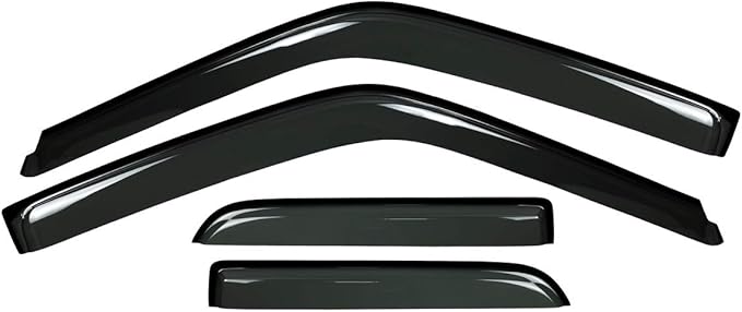 4pcs Outside Mount Style Window Rain Guards Durable Side Wind Deflectors Dark Smoke Nice Vent Window Visors Compatible with F-150 2015-2024 Super Cab