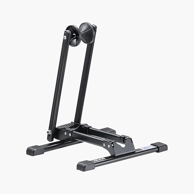 VEVOR Bike Rack, Fits 20 to 29 Inch Mountain & Road Bikes, Alloy Steel Rust-Resistant Bike Floor Stand Rack, Foldable Bicycle Stand for Entryway, Garage, Home Bikes Parking & Storage, 1 Pack, Black