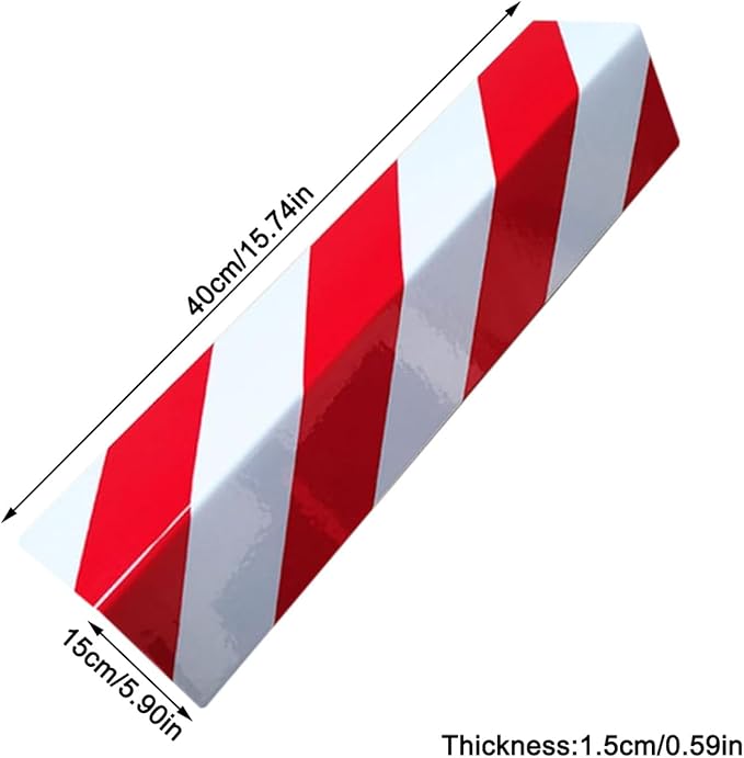2 Packs 40 * 15 * 1.5cm Garage Wall Protector Foam Wall Corner Guard for Parking Garages Wall Edge Protector with Reflective Safety Stripe, Self-Adhesive (Red-White)