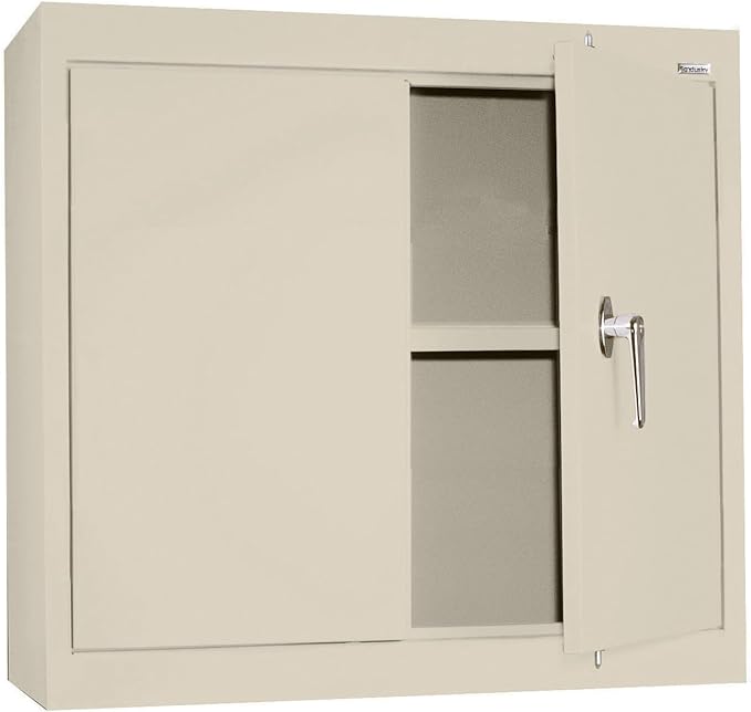 Sandusky Lee WA11301226-07 Wall-Mount Metal Storage Cabinet with Adjustable Shelf, Locking Handle, 200lb Capacity, 12" Depth x 30" Width x 26" Height, Putty