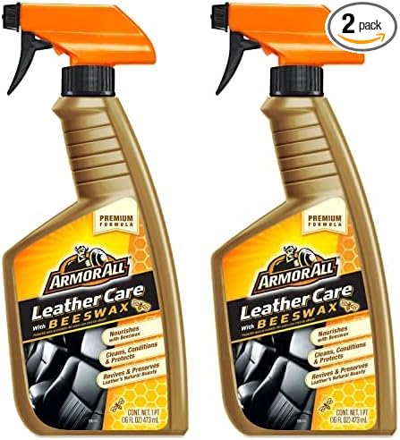 Armor All Car Leather Cleaner Spray, Beeswax Leather Care Spray for Cars, Trucks, Motorcycles, 16 Oz Each (Pack of 2)