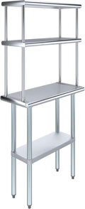 Amgood Stainless Steel Work Table Double Tier Overshelf (14" x 30" Work Table + 12" Overshelf)
