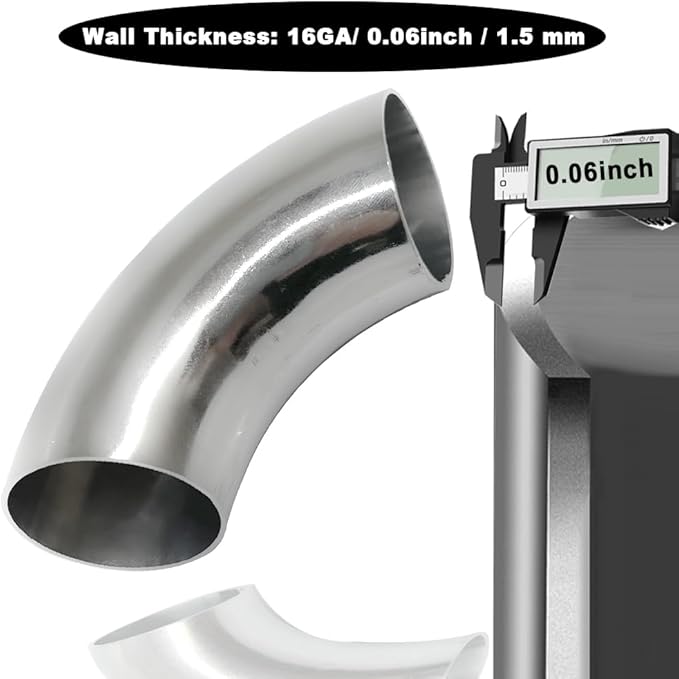 OD 1.25 Inch 90 Degree Stainless Steel Bend Tube Exhaust Elbow Pipe for Car Modified Exhaust System 1.25" Piping Silver Tone，Stair Handrail (1PCS)