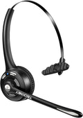 TECKNET Bluetooth Headset, Wireless Headset with Noise Canceling Microphone for Trucker, On-Ear Bluetooth Headphone with Mute Mic for Work