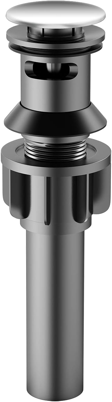 Bathroom Sink Drain with Overflow, PureHome Bathroom Sink Stopper, Pop Up Bathroom Drain Stopper Sink Plug - Engineering Plastic Material - Polished Chrome