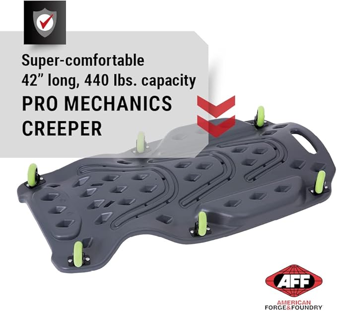 AFF Viking Mechanic's Creeper - Low Profile Ergonomic Design with Padded Headrest - Heavy Duty