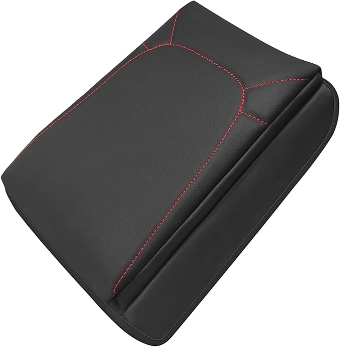 Muslogy Center Console Armrest Cover Compatible with Chevrolet Colorado/GMC Canyon 2023-2025 Accessories Arm Rest Cushion Anti-Scratch Middle Console Lid Protector 1-Inch Extra Thick(Red Stitching)