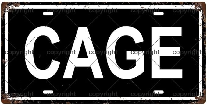 CAGE Space Vintage Metal Tin Sign License Plate Bar Cafe Garage Cave Home Room Wall Bathroom Farmhouse Garden Porch Patio Decor, 12 x 6 Inch