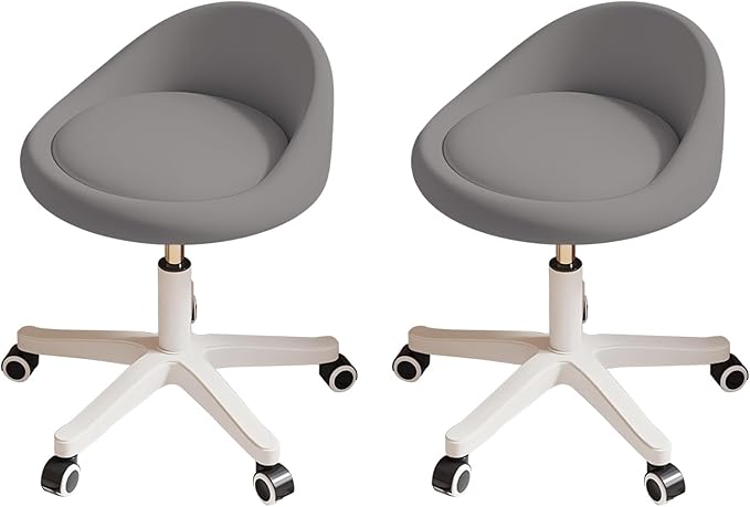 Rolling Stool Set of 2 Rolling Hydraulic Salon Stool with Low Backrest - Adjustable Swivel Chair for SPA, Shop, Salon, Massage, or Medical Office Dark Grey