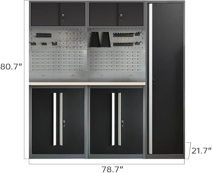 Metal Workbench Cabinet Set, Tool Cabinets with Drawers, for Workshop Basement Utility Room