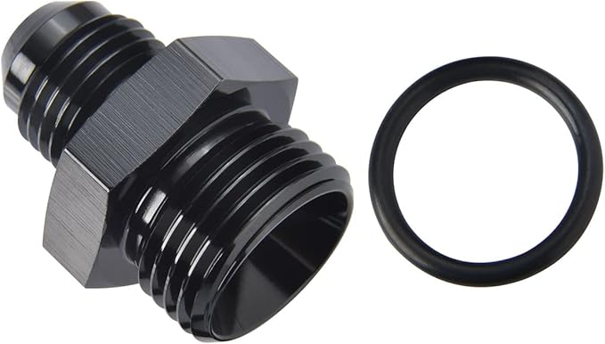 4AN Male Flare to 6AN ORB O-ring Boss Fuel Pump Rail Adapter Fitting Aluminum Black