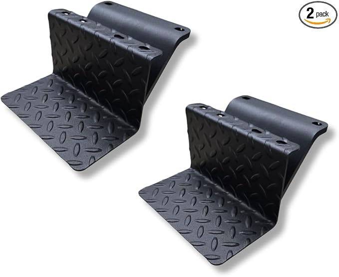 CJ5 Side Steps Compatible with Jeep © CJ Vehicles (Pair) - Solid Steel Construction - Metal Diamond Treadplate Traction Design - Universal Fitment on Classic CJ-5 (CJ7) (Solid-Black)