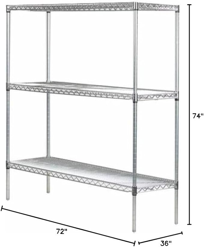Omega 36" Deep x 72" Wide x 74" High 3 Tier Gray Starter Shelving Unit
