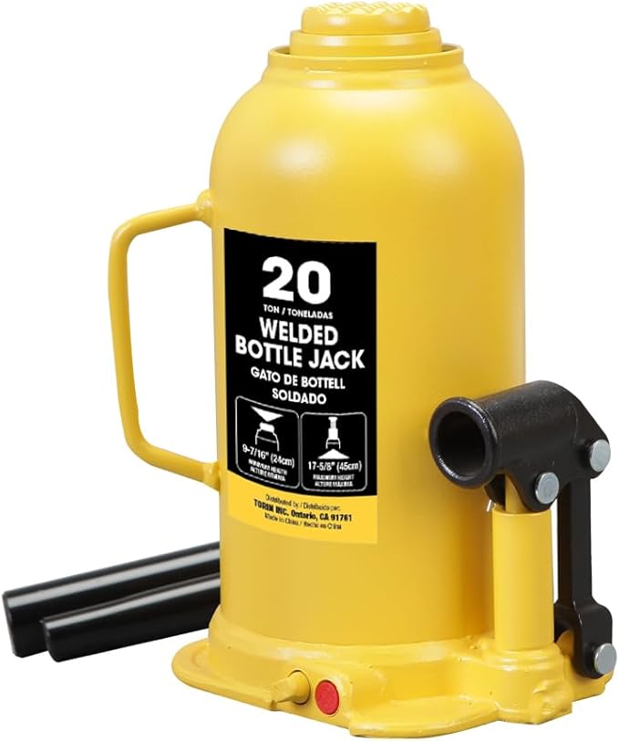 YELLOW JACKET 20 Ton Bottle Jack All Welded Hydraulic Jack with 2-Section Long Handle, for Car, Pickup Truck, Truck, RV, Auto Repair, Industrial Engineering