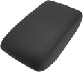 SXCY for 2025 2026 Forester Armrest Cover for Subaru Forester 2025 Accessories 2025 2026 Forester Center Console Cover 2025 2026 Forester Middle Console Cover (Black Leatherette Brown Line ABS Cover)