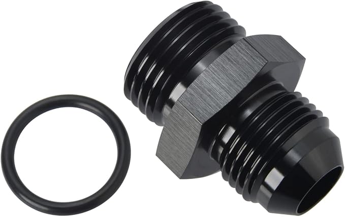 8AN Male Flare to 10AN ORB O-ring Boss Fuel Pump Rail Adapter Fitting Aluminum Black