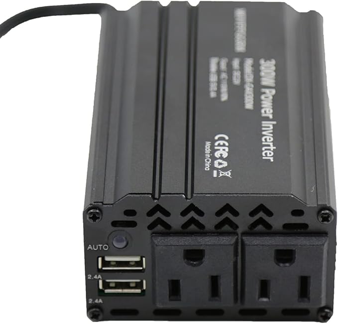 300W Power Inverter DC 12V to 110V AC Car Inverter with 2X 2.4A Dual USB car Plug in Adapter Charger Outlet Black Power inverters for Vehicles