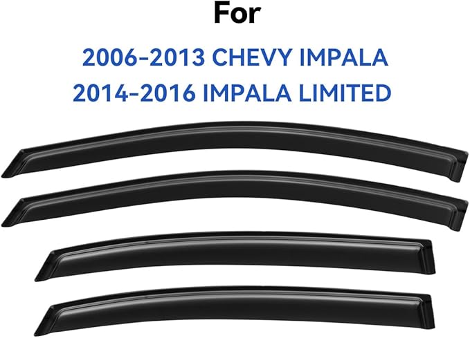 Window Visors Rain Guards for 2006-2013 Chevy Impala, Out-Channel Window Vent Wind Deflectors Visors Shades for 2014-2016 Impala Limited