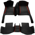 Custom Colors Car Floor Mats Black Pink for 99.9% Sedan SUV Sports， All-Weather Liners Car Floor mat，Luxury Leather Automotive Floor Mats (3D Black Red 1,3D Floor Mats)