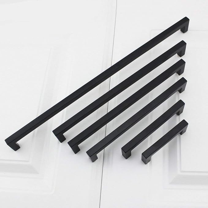 goldenwarm 45 Pack 6-1/4INCH Black Square Bar Cabinet Pull Drawer Handle Stainless Steel Modern Hardware for Kitchen and Bathroom Cabinets Cupboard,Center to Center 160mm Kitchen Cupboard Handles