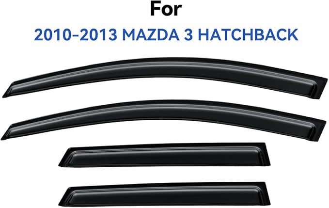 Window Visors Rain Guards Shield for 2010 2011 2012 2013 Mazda 3 Hatchback, Out-Channel Window Vent Wind Deflectors Visors Shades for 10 11 12 13 Mazda 3 Hatchback (NOT for Mazda 3 Sedan)