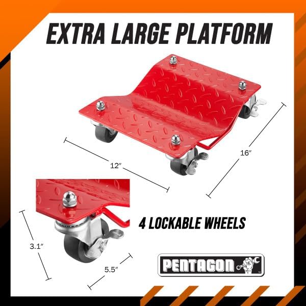 Car Wheel Dolly Set of 4 - 16x12” Heavy Duty Antiskid Car Dolly Tire Skates with 6000lb Capacity - 360 Degree Rotatable Wheel Dollies for Cars, Trucks, Trailers, Motorcycles or Boats