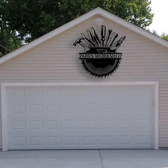 Personalized Papa's Workshop Metal Sign - Custom Dad's Garage Metal Sign for Dad Mechanic Wall Decor