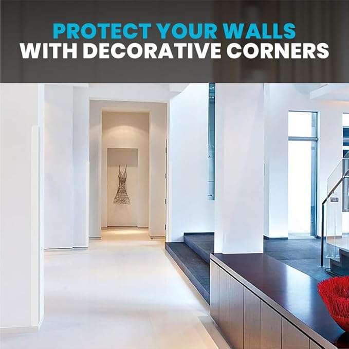 Proflex Wall Corner Protector - Pack of 6 Self Adhesive Corner Guards for Walls Edge Protection - 2 inch x 36 inch, White Textured – Easy to Apply – No Tools Needed