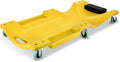 DNA MOTORING 40" L X 19" W Vehicle Repair Low Profile Plastic Rolling Garage Shop Creeper with Padded Headrest,Tool Trays & 6pcs Casters, Yellow, TOOLS-00217-YL