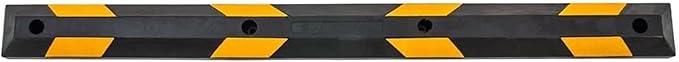 Guardian Parking Stop, 6 Foot Long Rubber Curb with Mounting Holes, Black/Yellow - Highly Visible Accessory for Job Sites & Garages