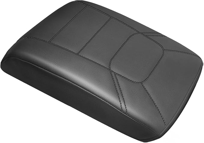 Muslogy Armrest Pad Center Console Cover Compatible with Mazda CX-5 2025 2024 2023-2017 CX5 Accessories Middle Console Cover Cushion Vegan Leather Armrest Lid Protector (Black/Black Stitching)