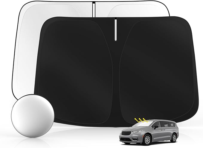 Windshield Sun Shade for Chr-ysler Pacifica 2017-2025 2026 Foldable Sunshade Custom Fit Front Window Car Interior Accessories Protector Blocks UV Rays