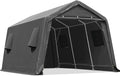 ADVANCE OUTDOOR 10X15 ft Garage Shelter Steel Metal Peak Roof Portable Storage Shed Carport for Motorcycle Boat, or Garden Tools with 2 Roll up Doors & Vents, Gray
