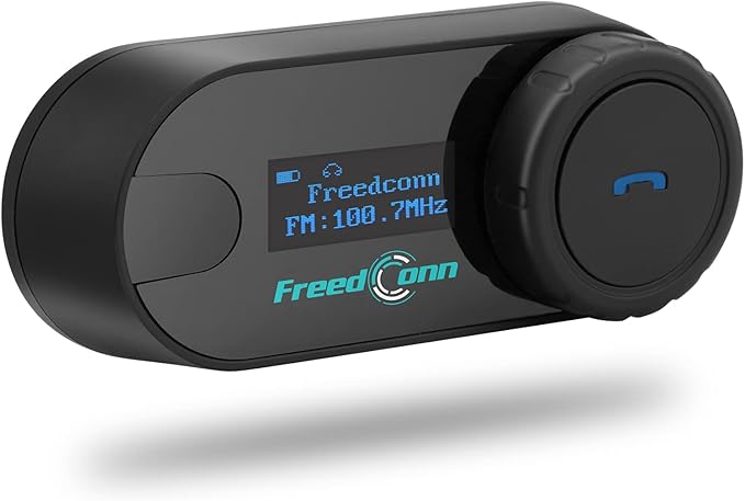 FreedConn TCOM SC Motorcycle Helmet Bluetooth Headset, Motorcycle Communication Systems with LCD Screen, CVC Noise Cancellation, Stereo Music, 3 Riders 0.5mi/800m 12Hrs Intercom, IP65, 1 Pack