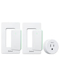 Remote Control Outlet Plug with 2 Switches, Buckle Design & Removable Wireless Light Switch, No Wiring Needed, 300 ft, 15A/1500W, Programmable, for Household Appliances
