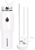 SENDESTAR 32oz Water Bottle Wide Mouth Stainless Steel Vacuum Insulated Double Wall with 2 Straw Lids Fit in Any Car Cup Holder
