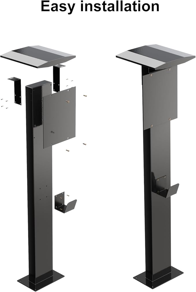 EV Charger Pedestal, Outdoor Electric Vehicle Charger Stand, Freestanding Charging Station Stand Accessory, Corrosion Resistant, 201 Steel, for All Level 2 Chargers