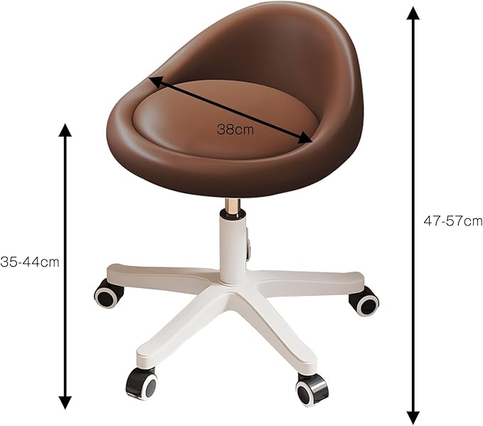Rolling Stool Set of 3 Rolling Hydraulic Salon Stool with Low Backrest - Adjustable Swivel Chair for SPA, Shop, Salon, Massage, or Medical Office Brown