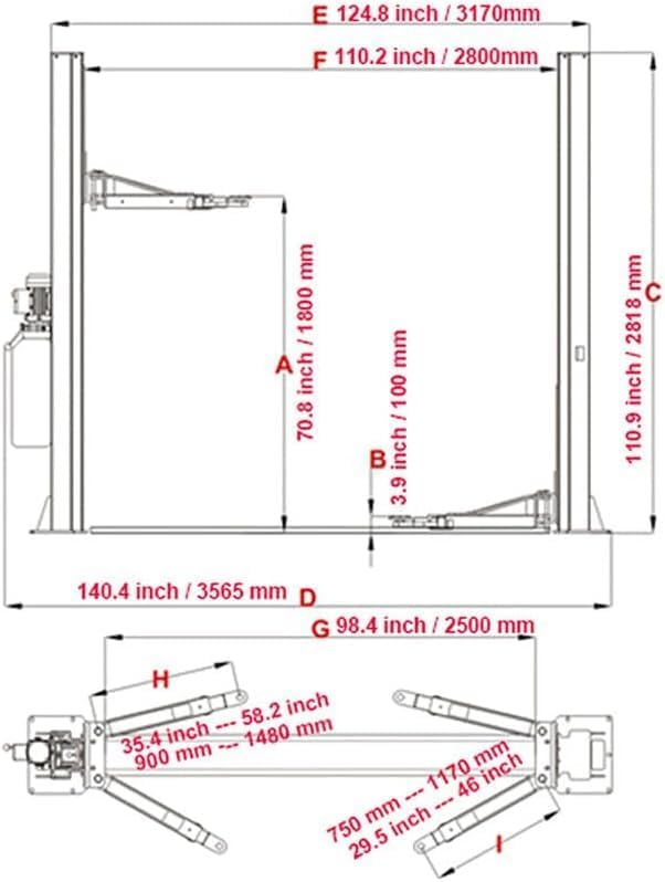 10000lbs 2 Post Lift AK-H105 Two Post Car Lift Automotive Lift with Floor Plate 36 Months Part Replacements (H105)